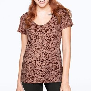 Victoria's Secret PINK Perfect V Neck Short Sleeve Tee Shirt Animal Print Medium